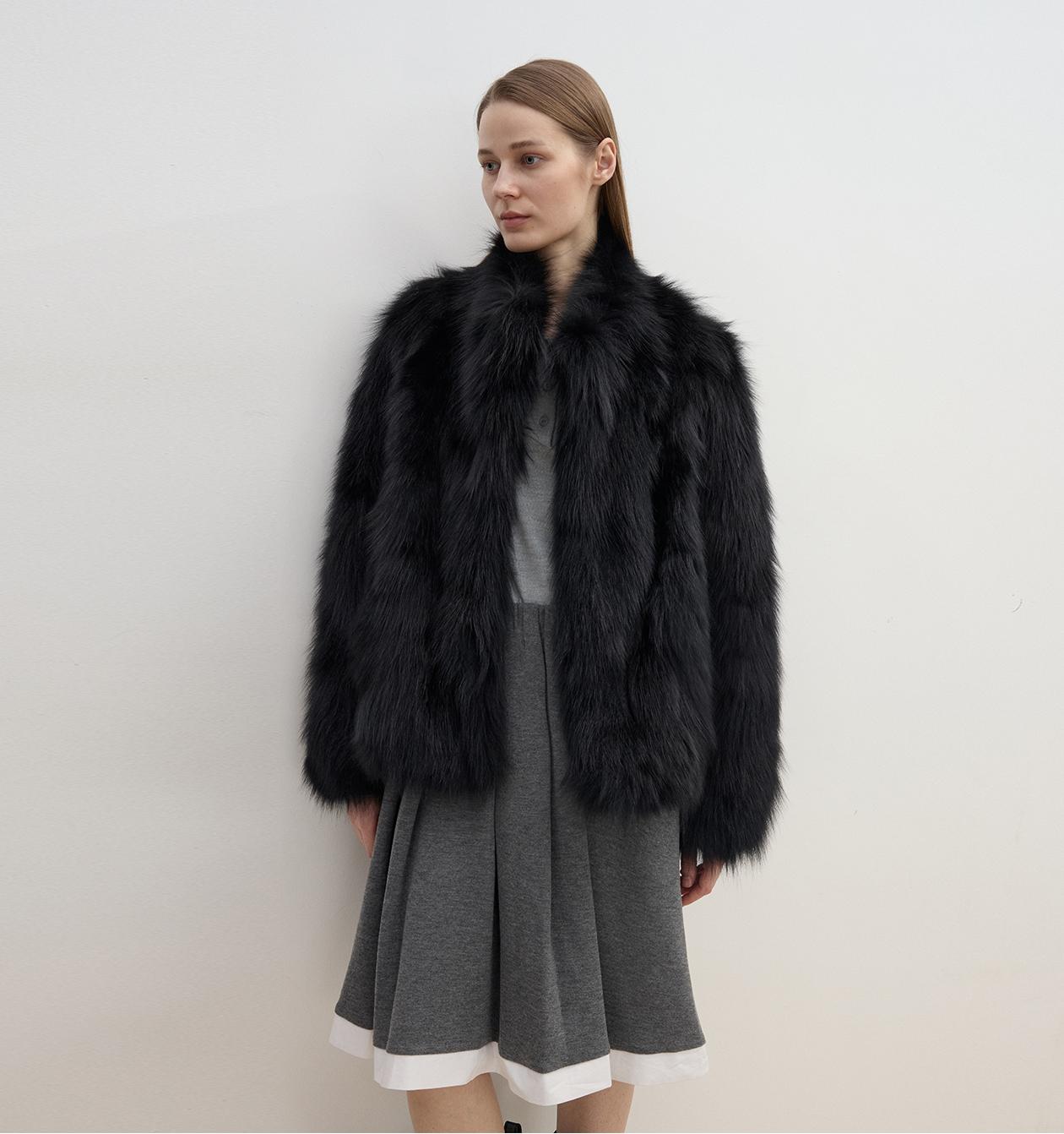 "Long Nocturne" imported fox fur retro short coat for women-6